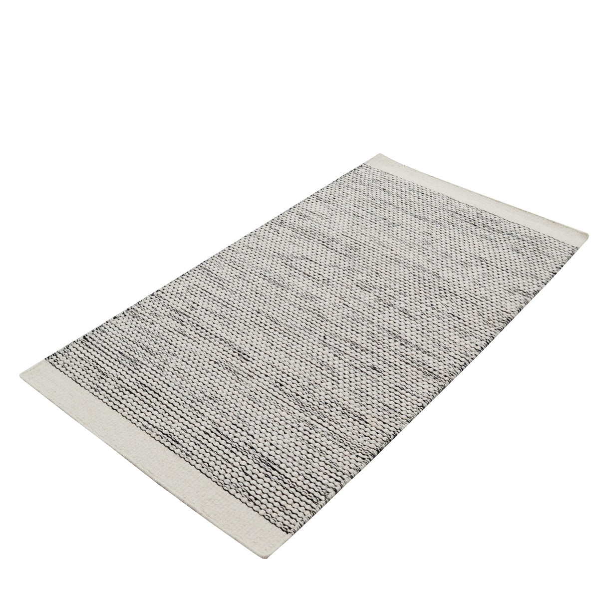 Handwoven Boondi Wool Rug-Ivory/Black-110x160cm