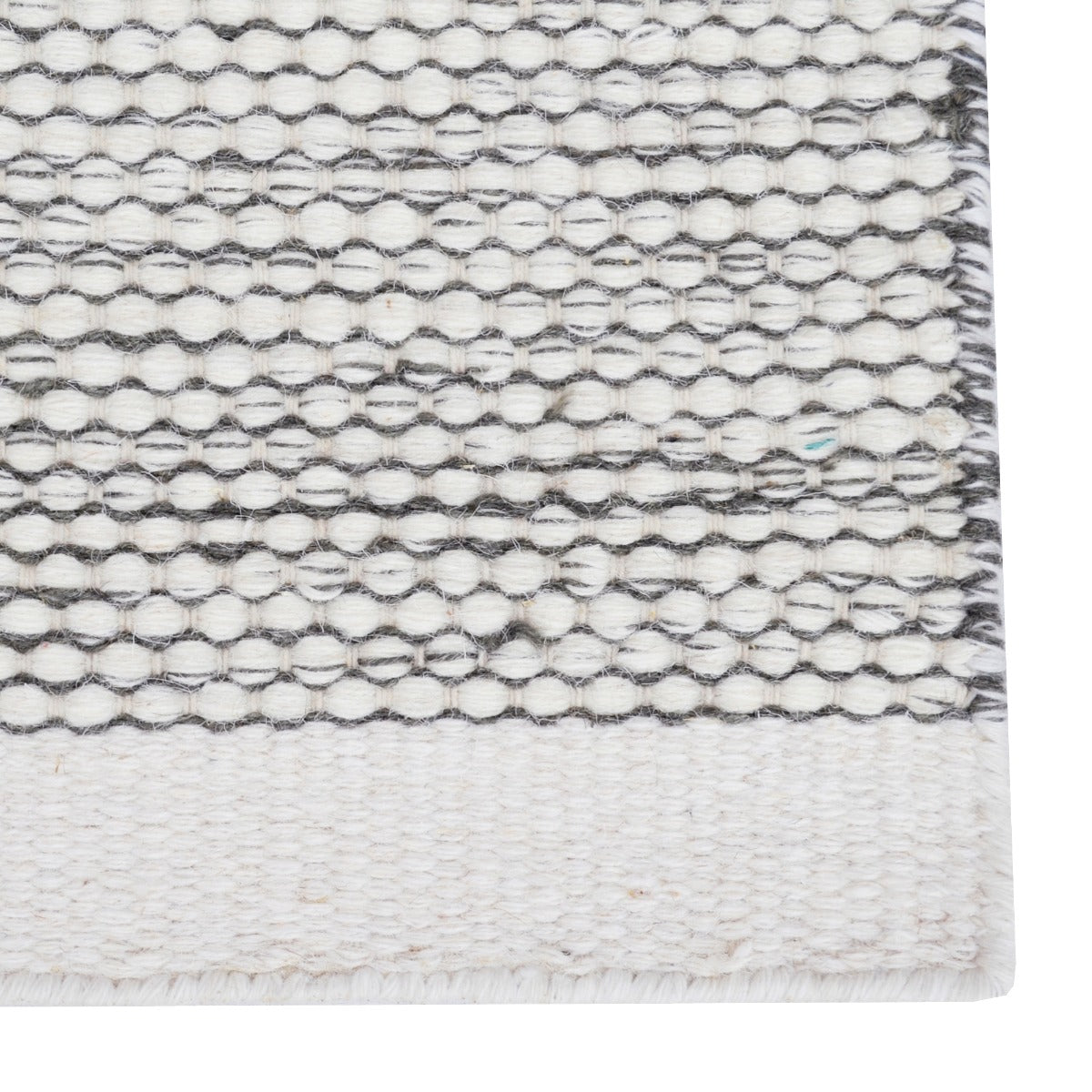Handwoven Boondi Wool Rug-Ivory/Grey-110x160cm