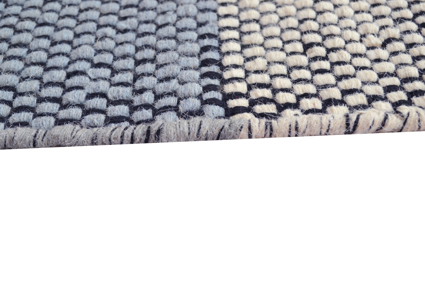 Modern Handwoven Wool Rug - Dotts - Ivory/Grey - 160x230cm