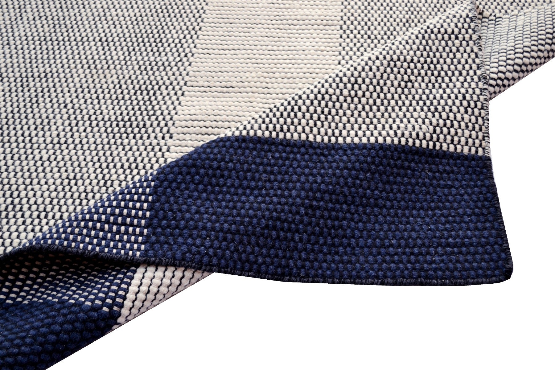 Modern Handwoven Wool Rug - Dotts - Ivory/Navy - 160x230cm