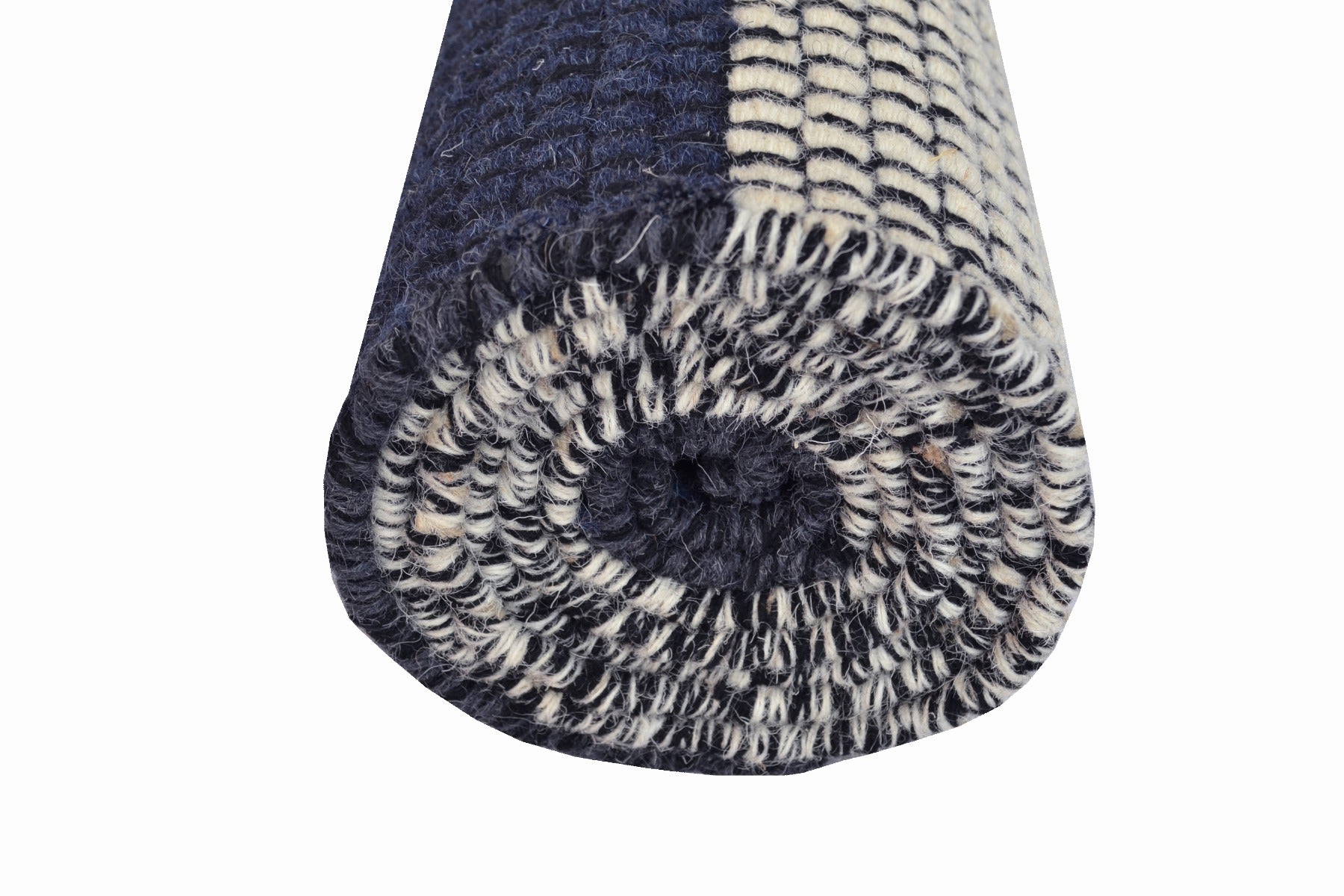 Modern Handwoven Wool Rug - Dotts - Ivory/Navy - 160x230cm