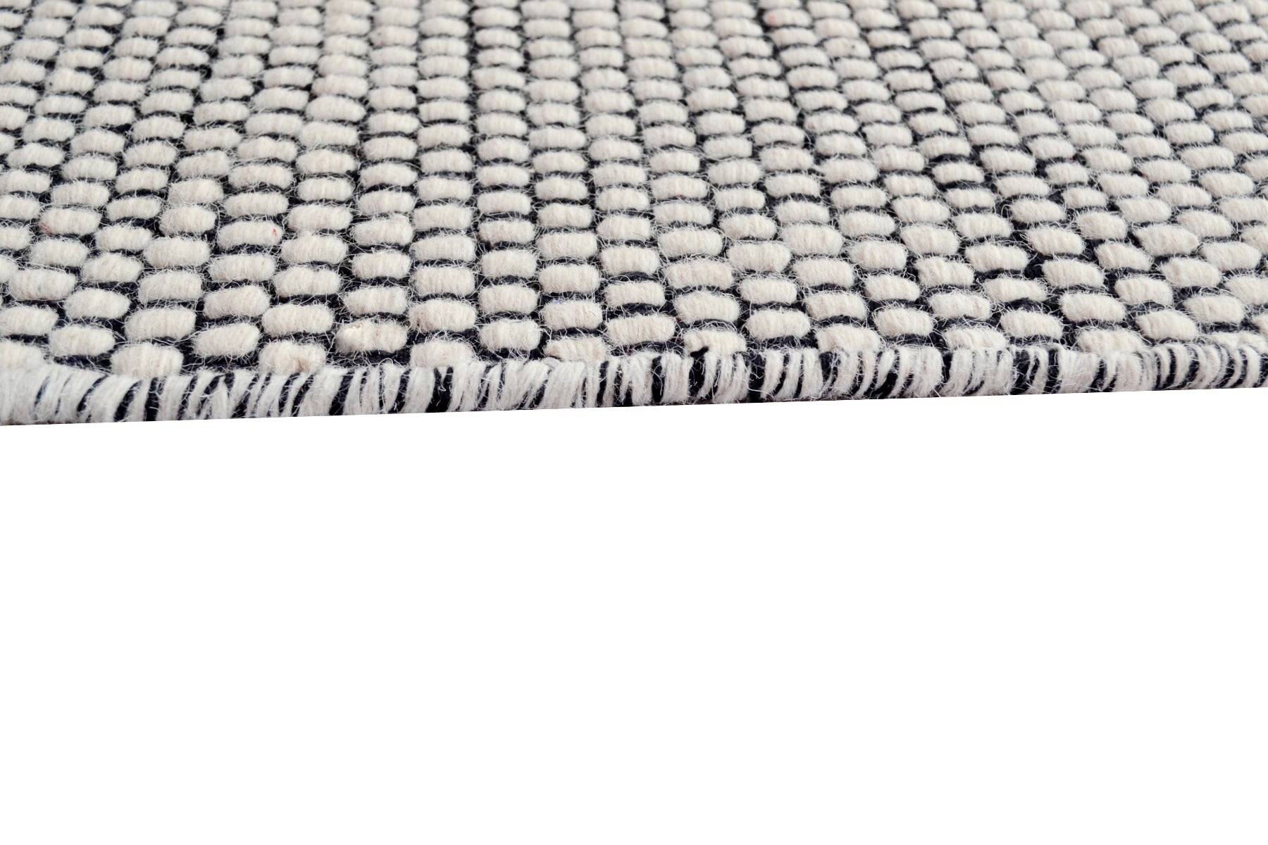 Modern Handwoven Wool Rug - Dotts - Ivory/Turquoise - 70x140cm