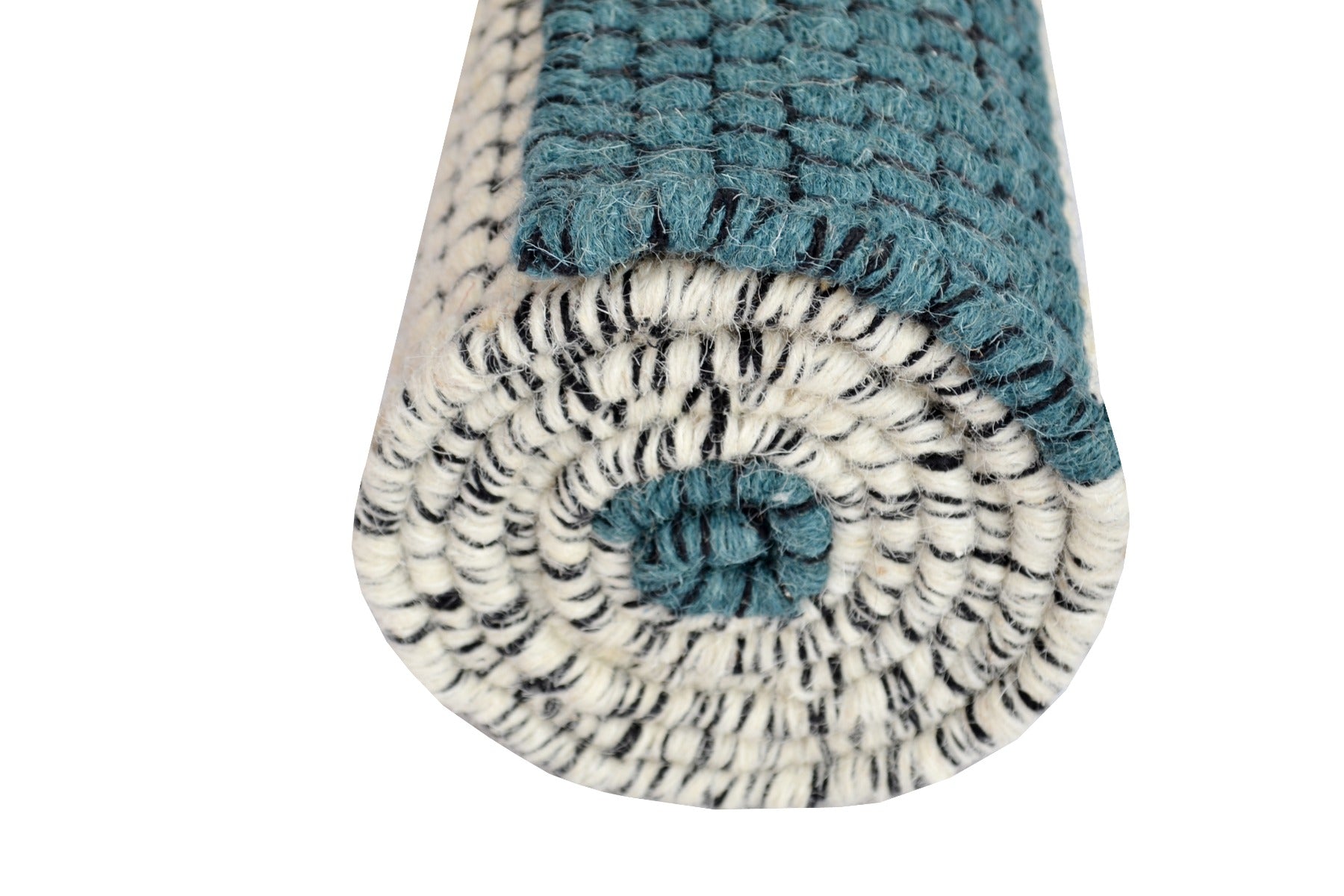 Modern Handwoven Wool Rug - Dotts - Ivory/Turquoise - 70x140cm
