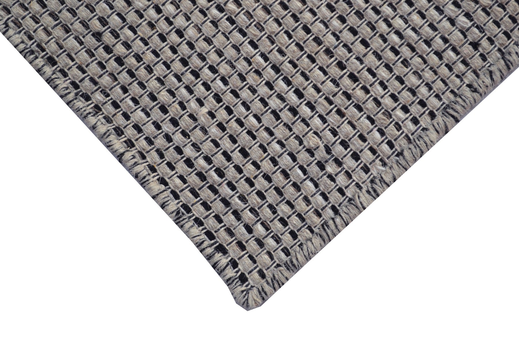 Modern Handwoven Wool Rug - Dotts - Natural/Beige Black - 155x220cm