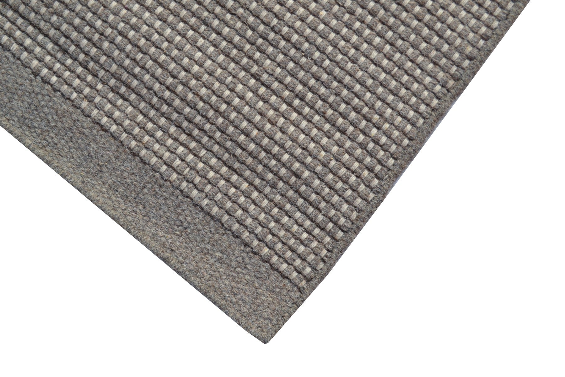 Modern Handwoven Wool Rug - Dotts - Natural/Brown - 80x150cm