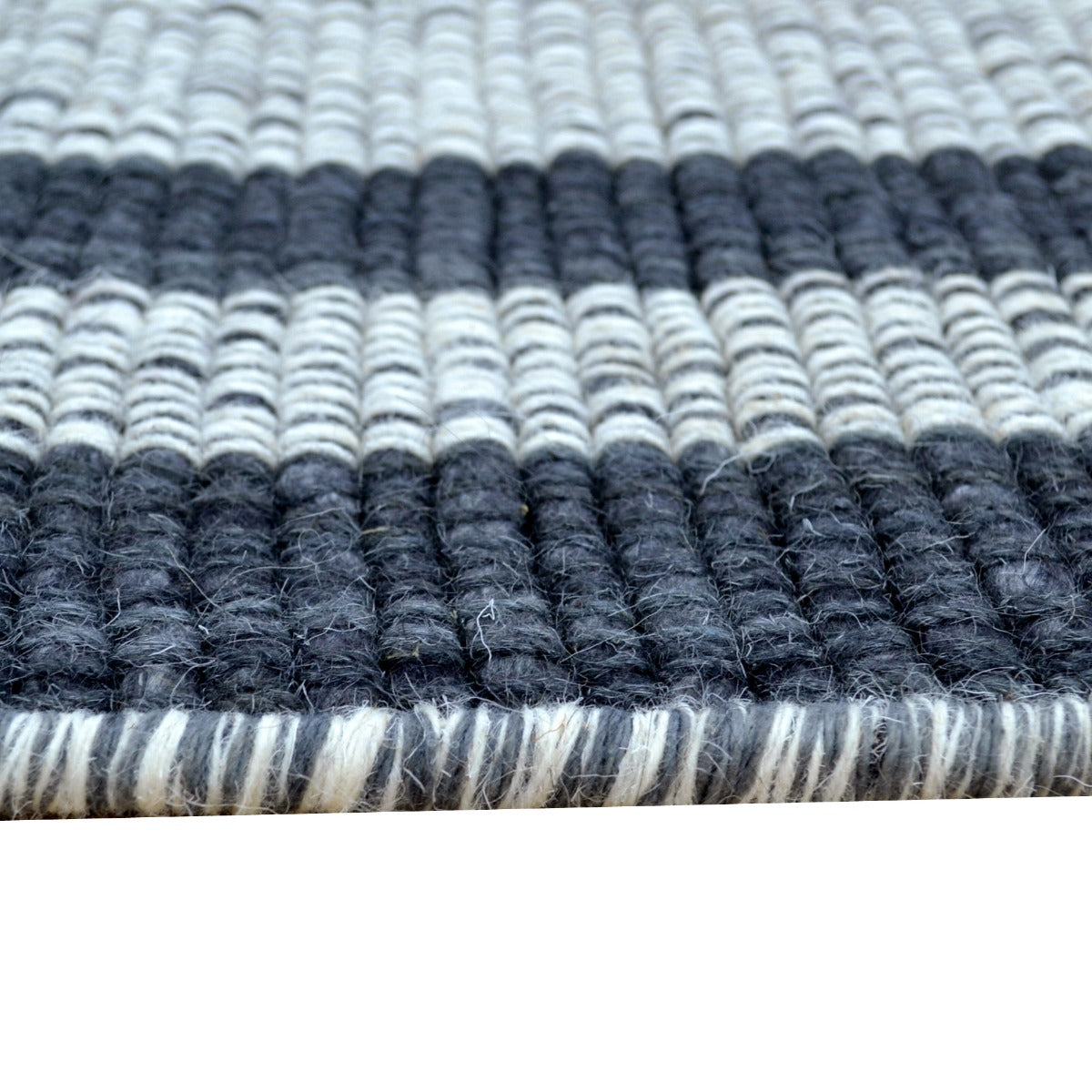 Handwoven Woolen Rug-Bushra 6323-Charcoal/Ivory-110x160cm
