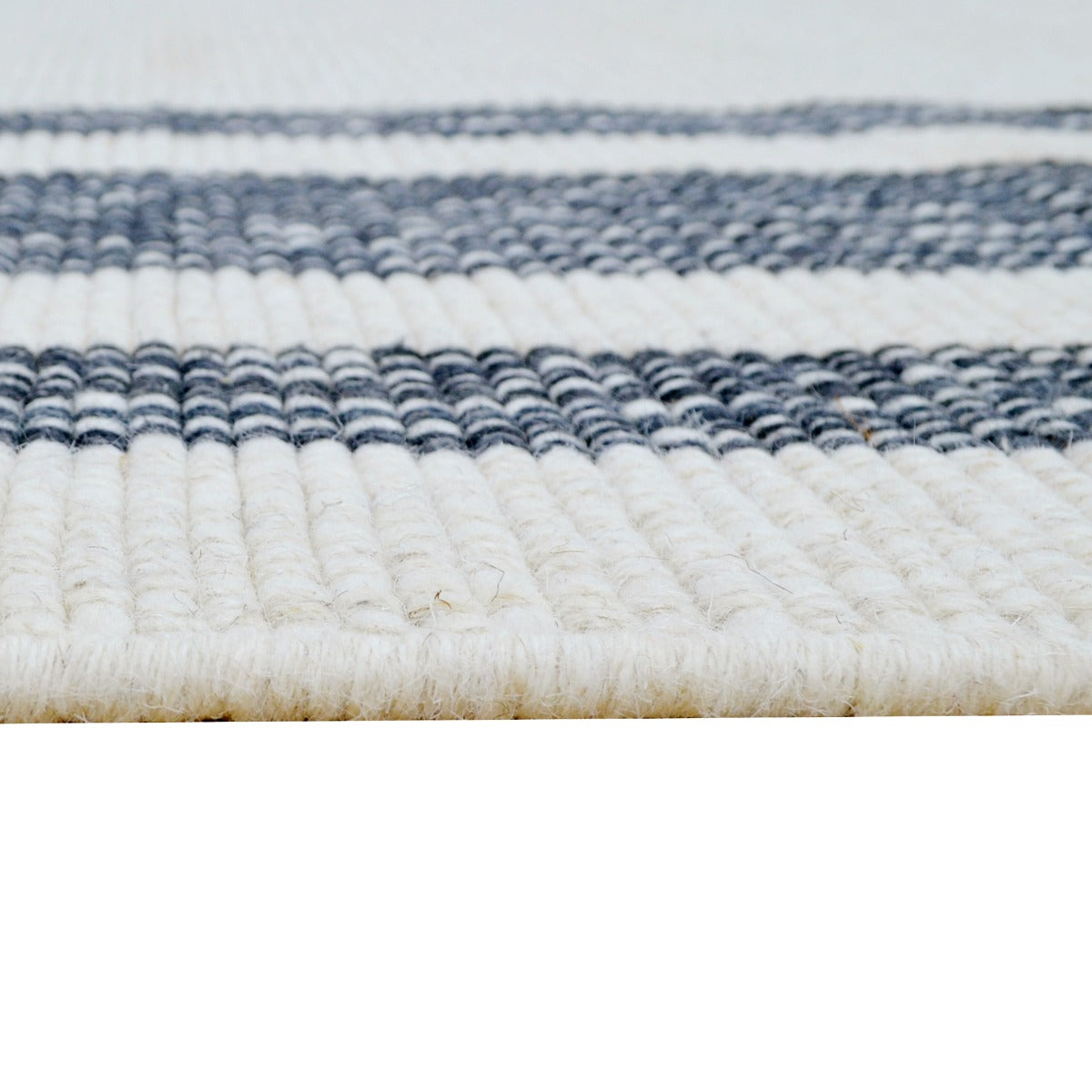 Handwoven Woolen Rug-Bushra 6323-Ivory/Charcoal-110x160cm