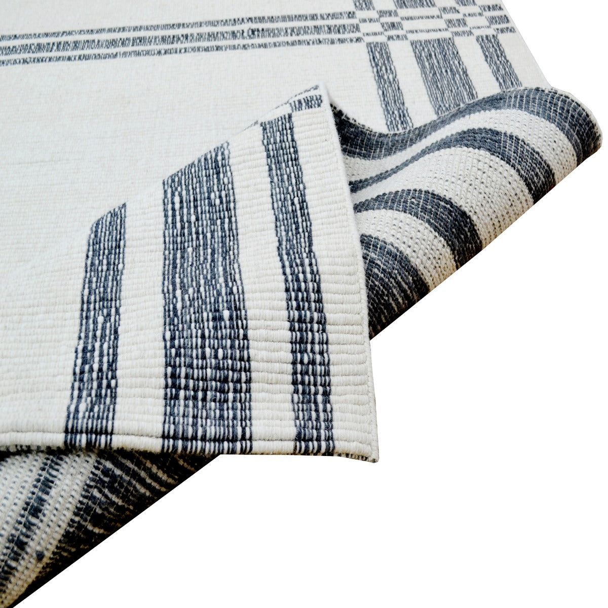 Handwoven Woolen Rug-Bushra 6323-Ivory/Charcoal-110x160cm