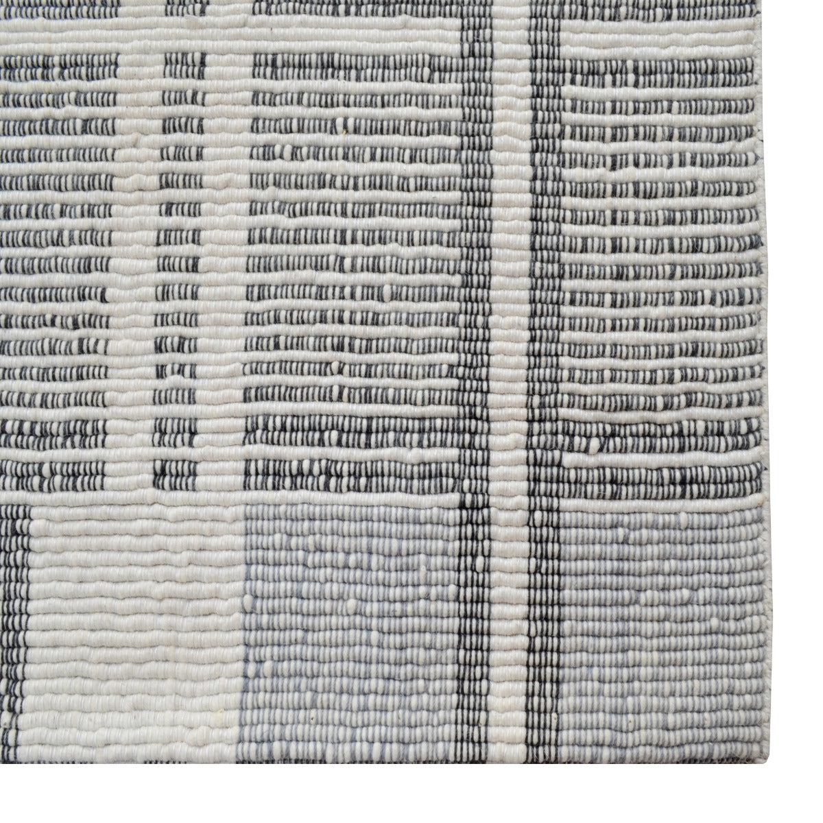 Handwoven Woollen Rug-Bushra 6324-Ivory/Charcoal-110x160cm
