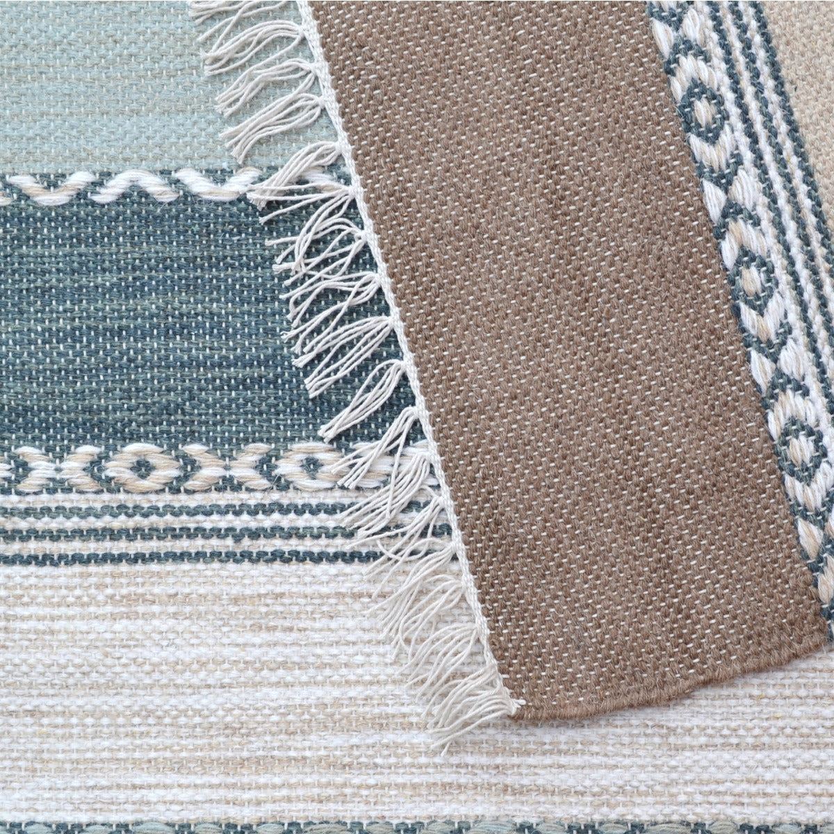 Handwoven Woollen Durrie Rug - Clay 6254 - Peach Multi - 110x160cm