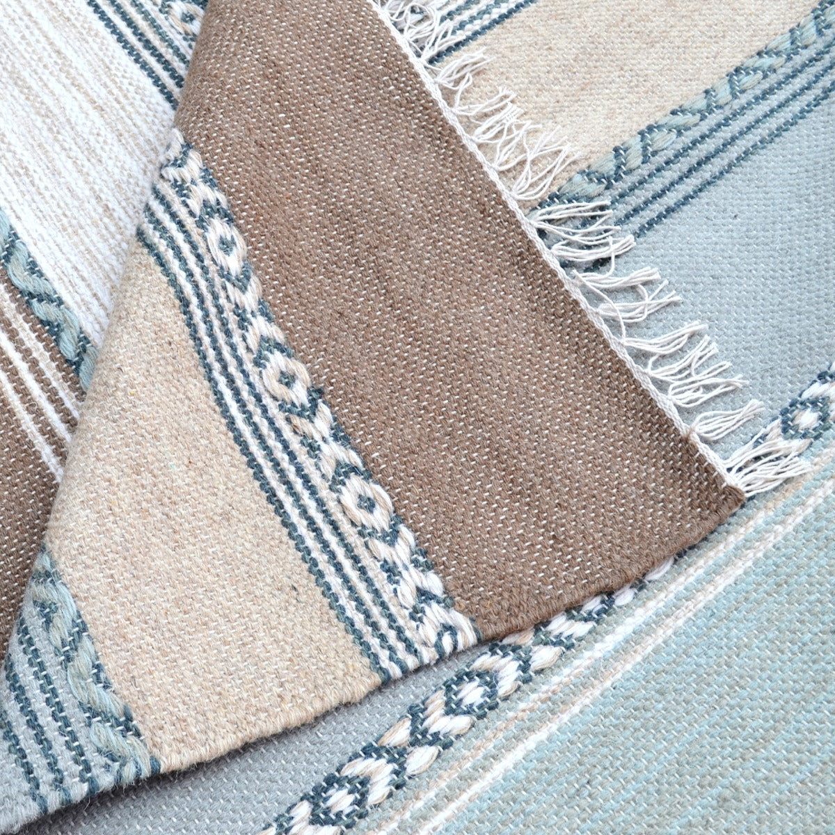 Handwoven Woollen Durrie Rug - Clay 6254 - Peach Multi - 110x160cm