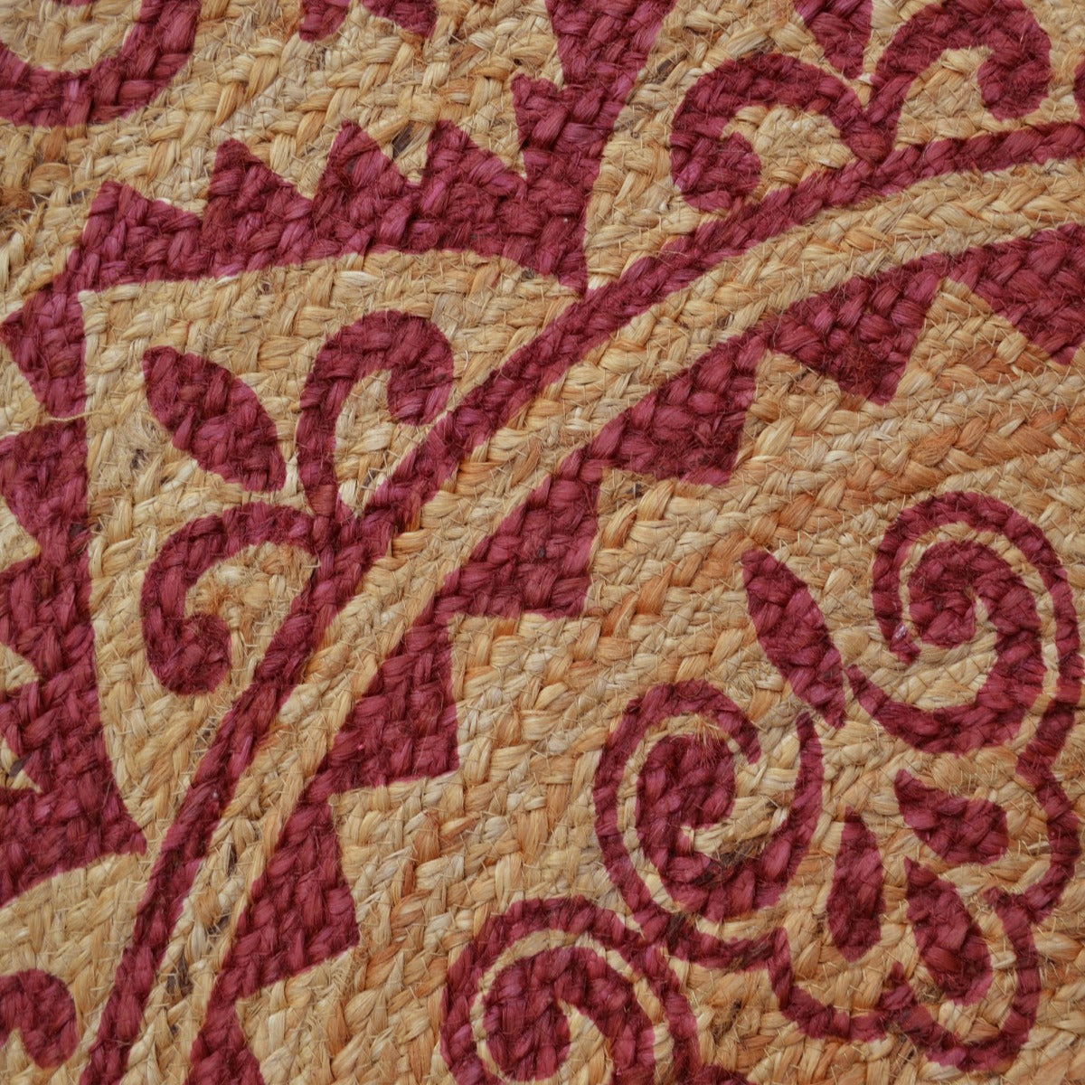 Cuba Natural Jute Rug - 1096 - Natural/Red - 120x120cm