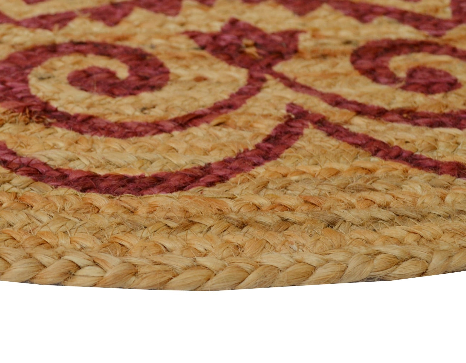 Cuba Natural Jute Rug - 1096 - Natural/Red - 120x120cm
