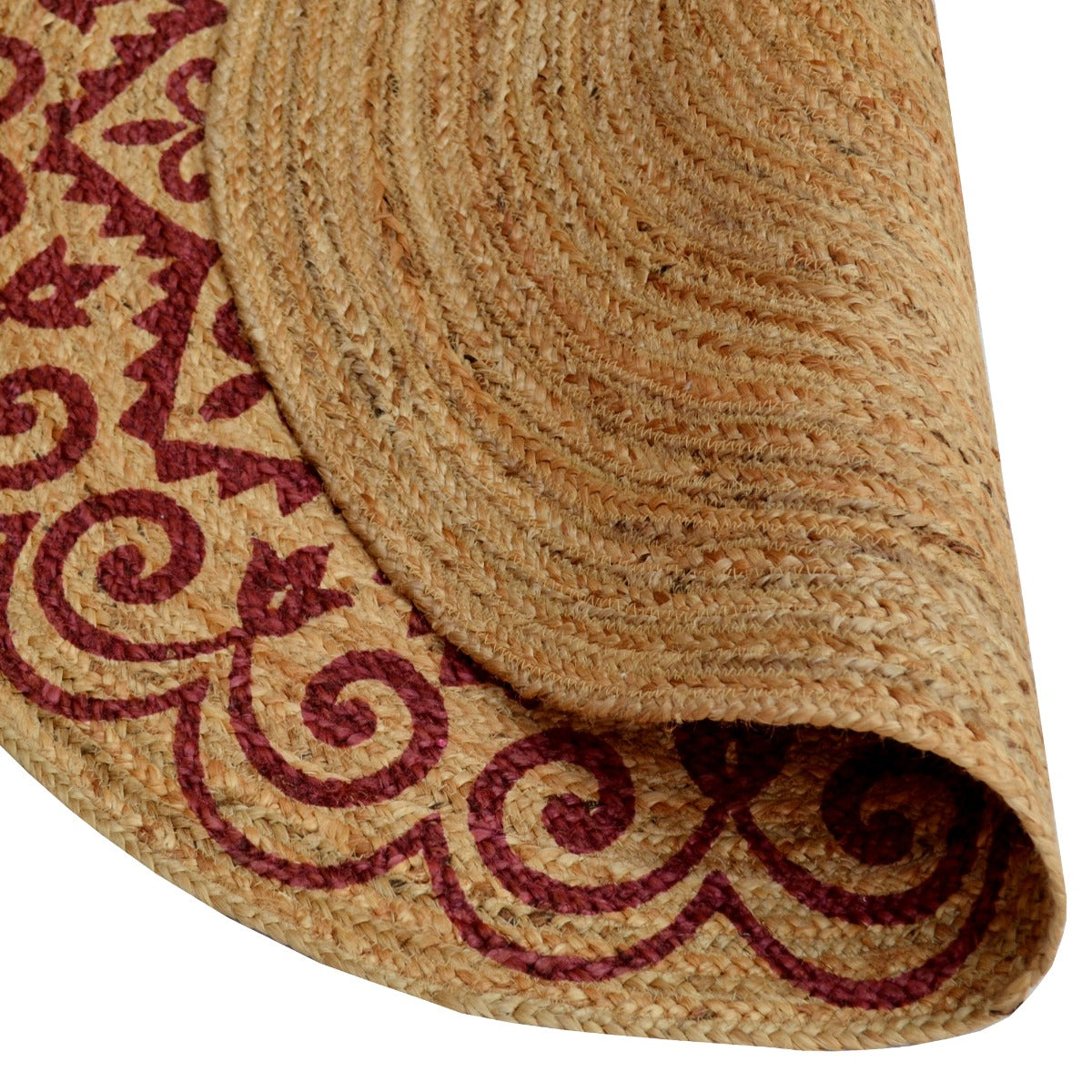 Cuba Natural Jute Rug - 1096 - Natural/Red - 120x120cm
