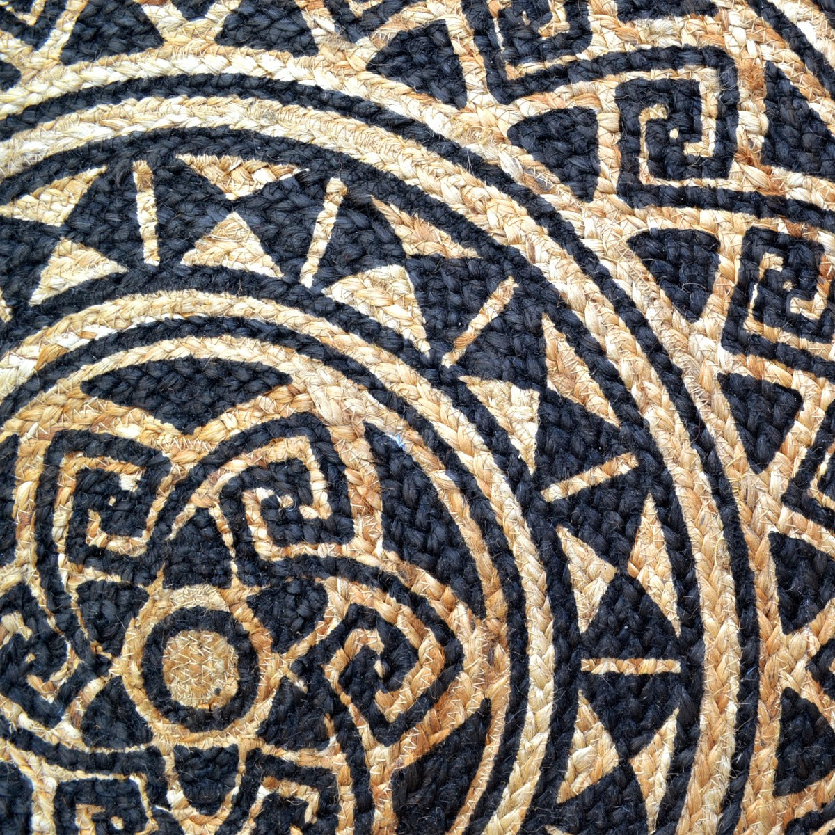 Cuba Natural Jute Rug - 1098 - Natural/Black - 120x120cm