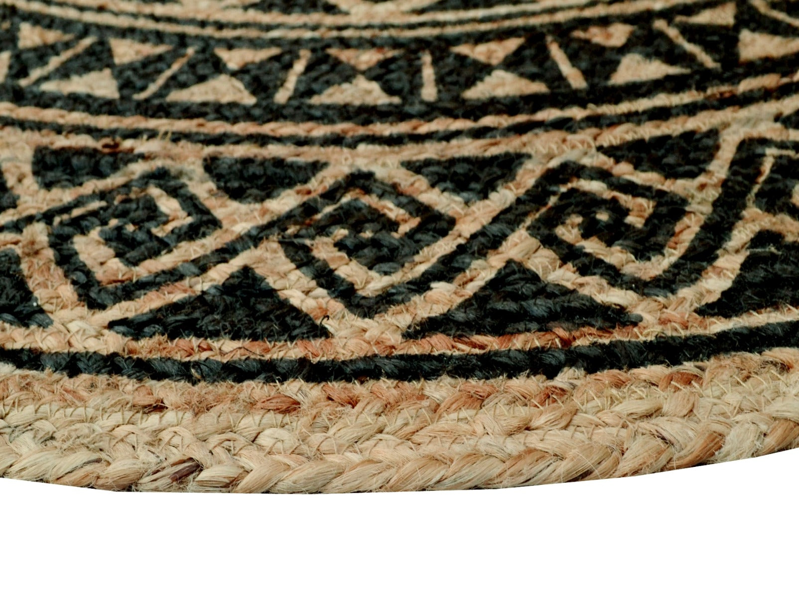 Cuba Natural Jute Rug - 1098 - Natural/Black - 120x120cm