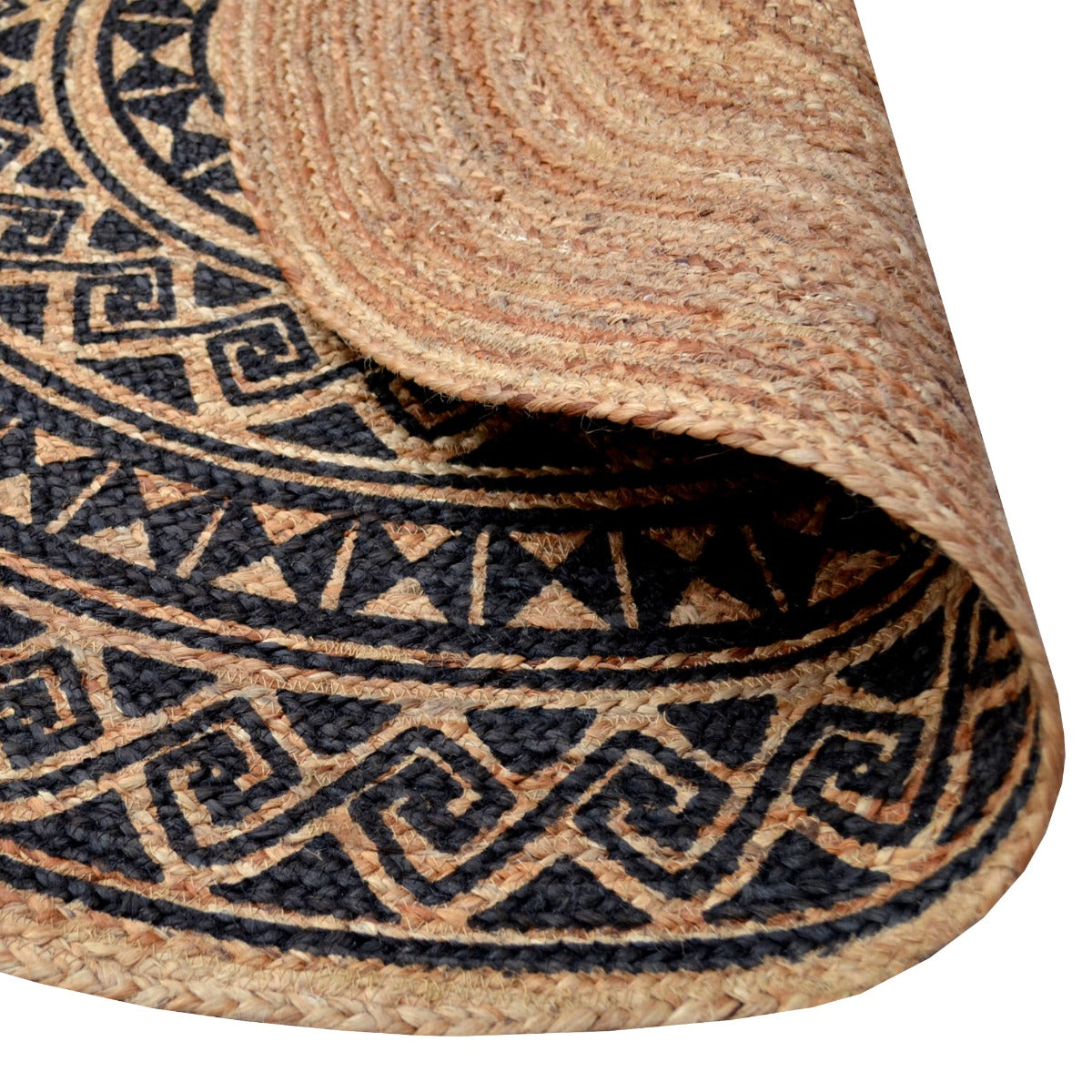 Cuba Natural Jute Rug - 1098 - Natural/Black - 120x120cm