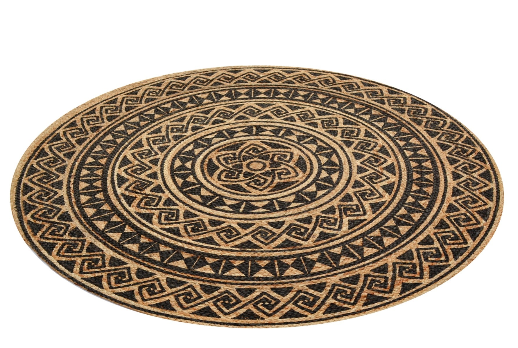 Cuba Natural Jute Rug - 1098 - Natural/Black - 120x120cm