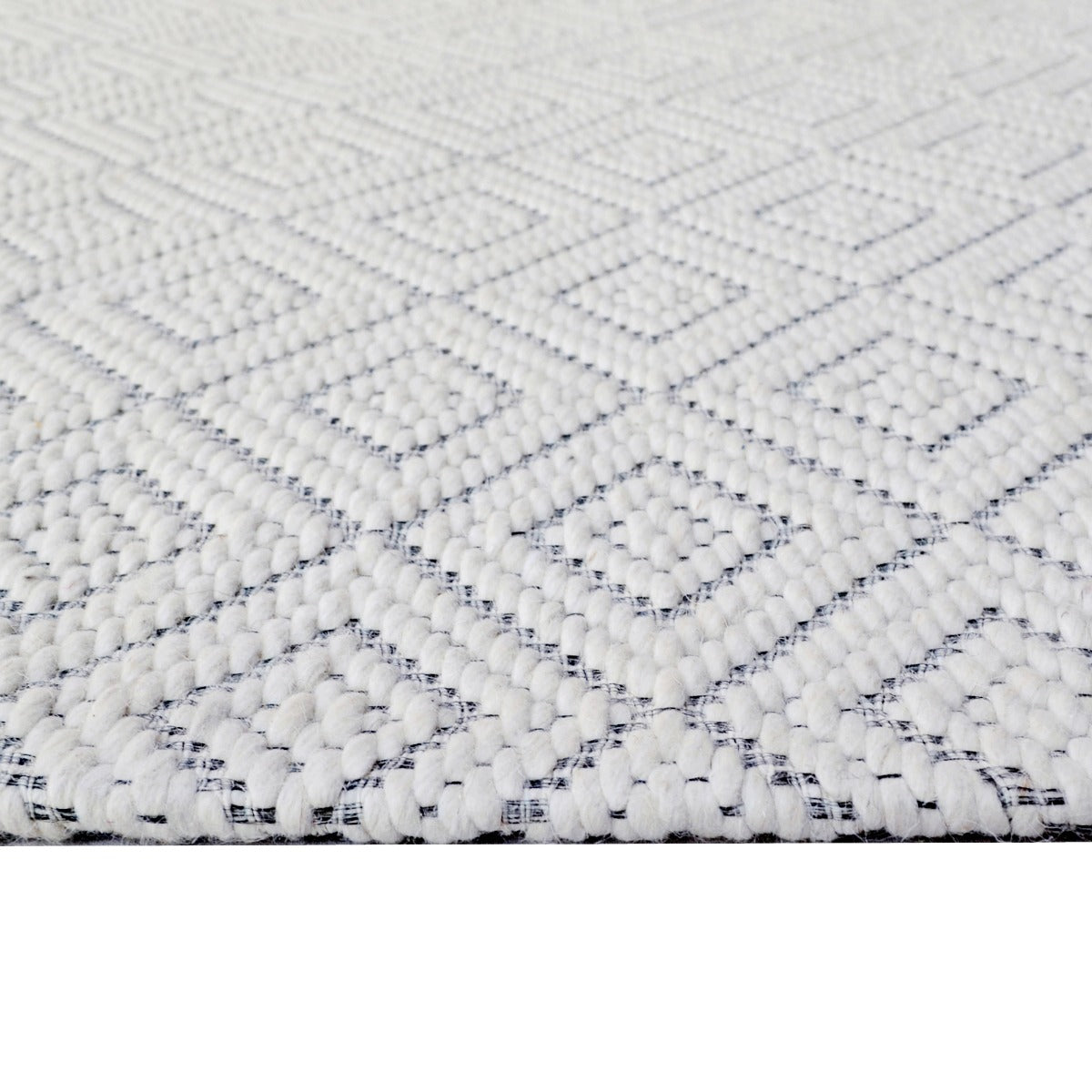 Modern Handwoven Wool Rug-Geo 6349-Ivory-110x160cm