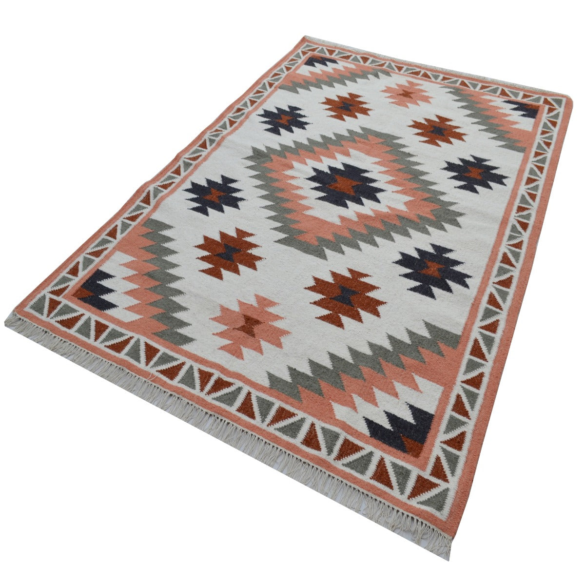 Designer Flatwoven Wool Rug-Himalaya 6353-Ivory Multi-110x160cm