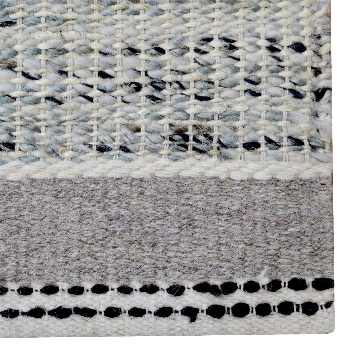 Handwoven Wool & Jute Rug-Jasmine 6332-Silver/Ivory-110x160cm