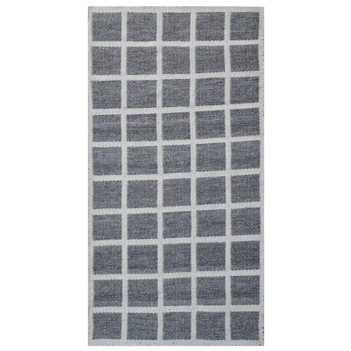 Modern Handwoven Wool Rug- Lattice 6388-Charcoal Ivory-110x160cm