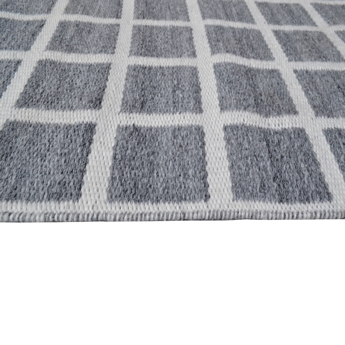 Modern Handwoven Wool Rug- Lattice 6388-Charcoal Ivory-110x160cm
