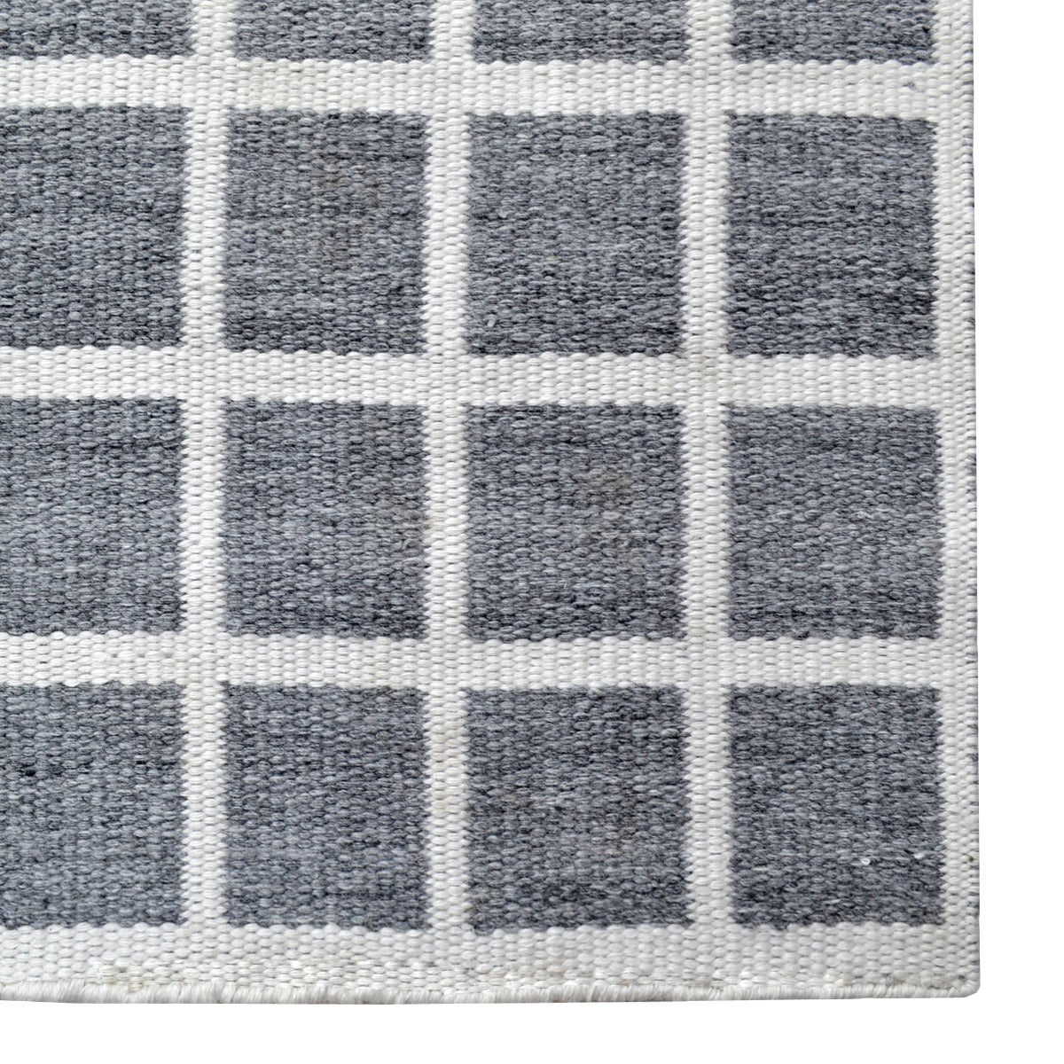Modern Handwoven Wool Rug- Lattice 6388-Charcoal Ivory-110x160cm