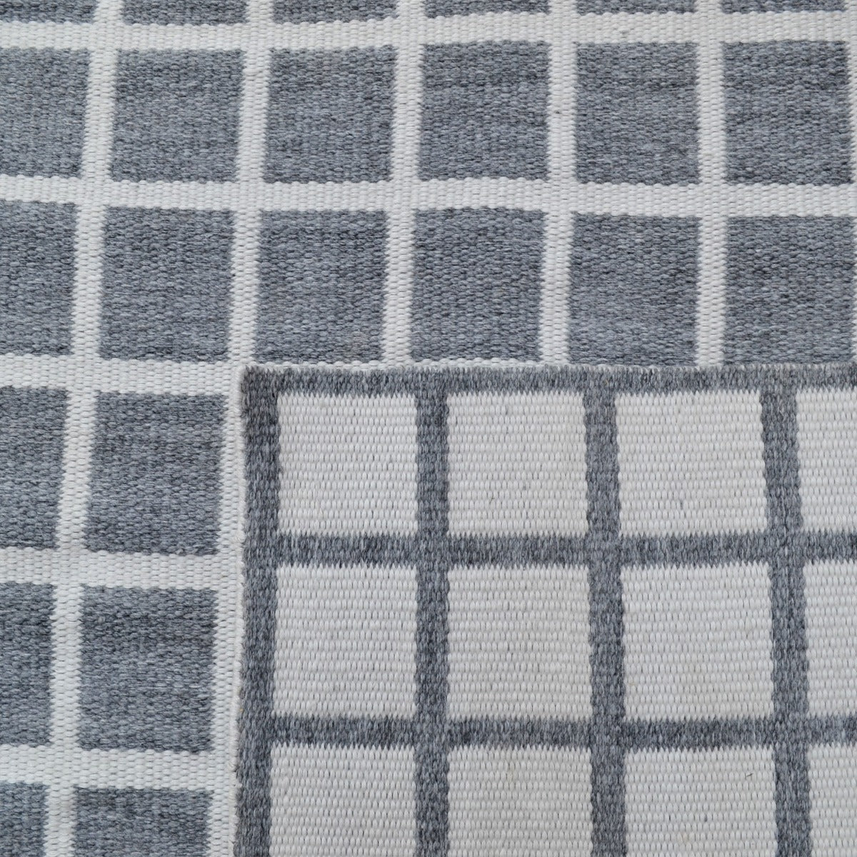 Modern Handwoven Wool Rug- Lattice 6388-Charcoal Ivory-110x160cm