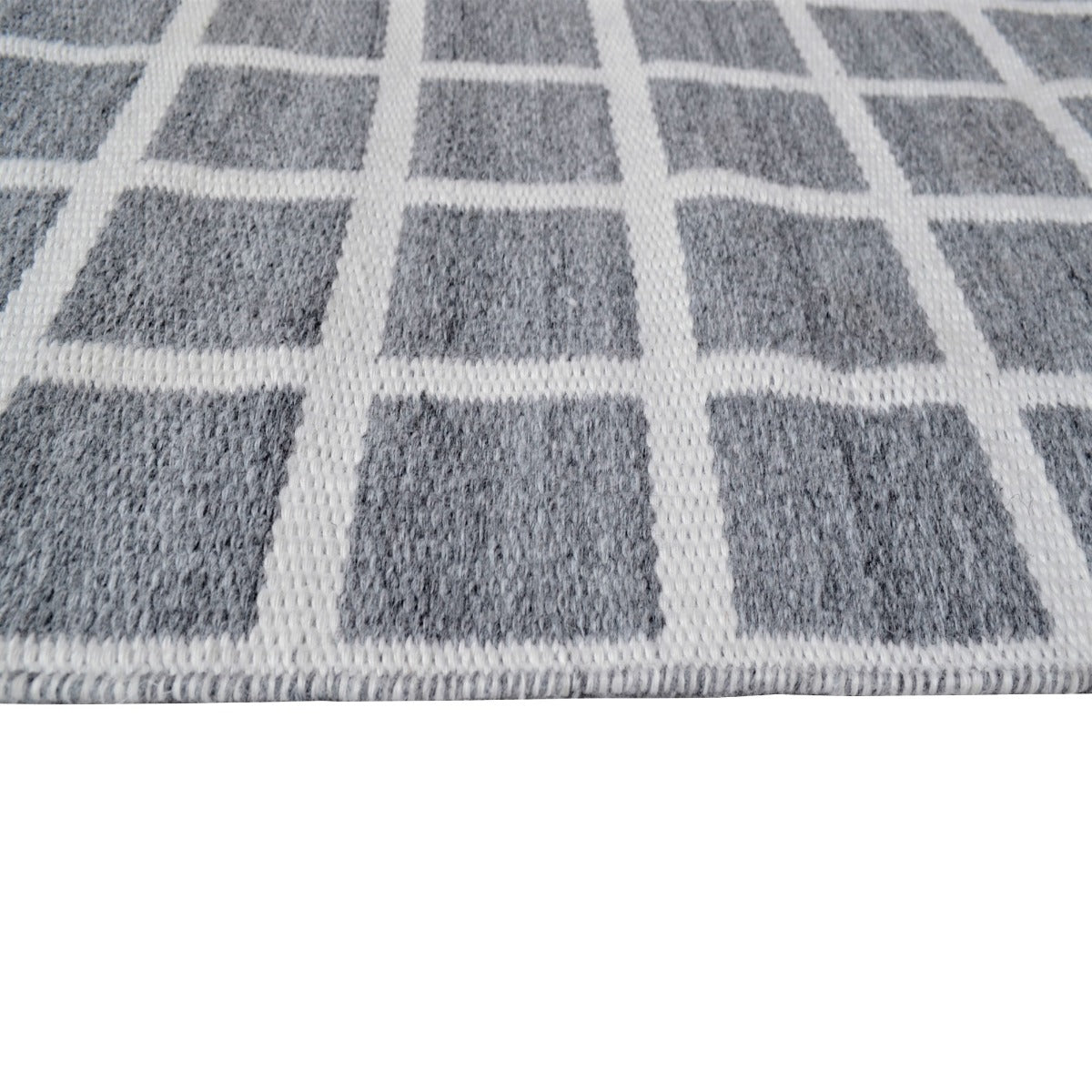 Modern Handwoven Wool Rug- Lattice 6388-Charcoal Ivory-110x160cm