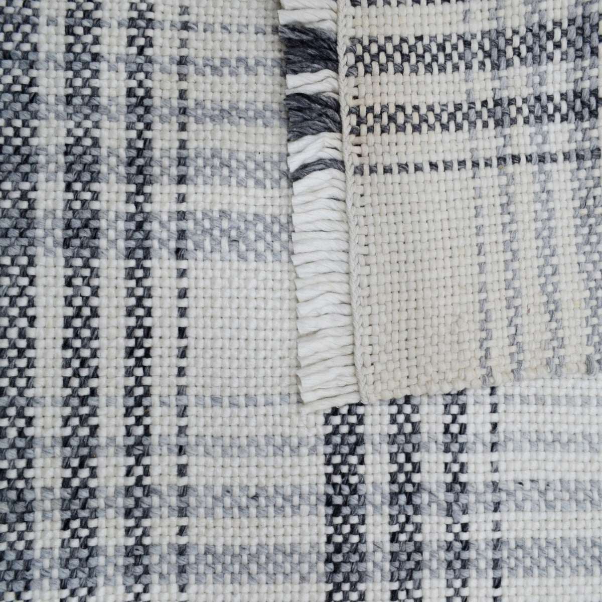 Handwoven Dhurrie Rug-Legend 6361-Ivory/Ash Grey-110x160cm