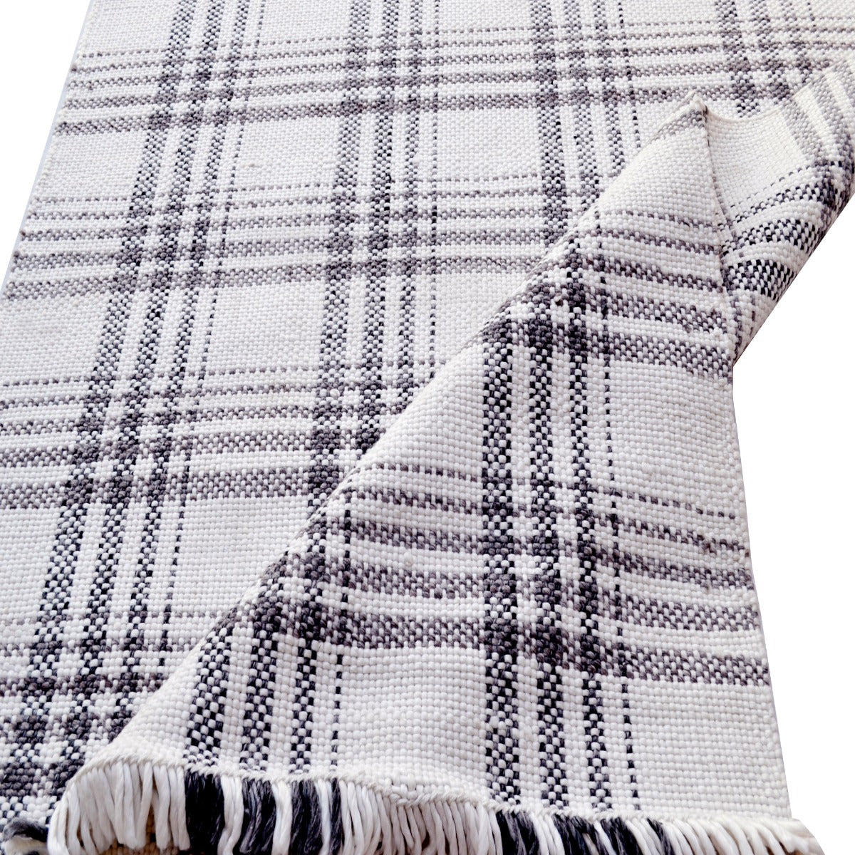 Handwoven Dhurrie Rug-Legend 6361-Ivory Biege-110x160cm