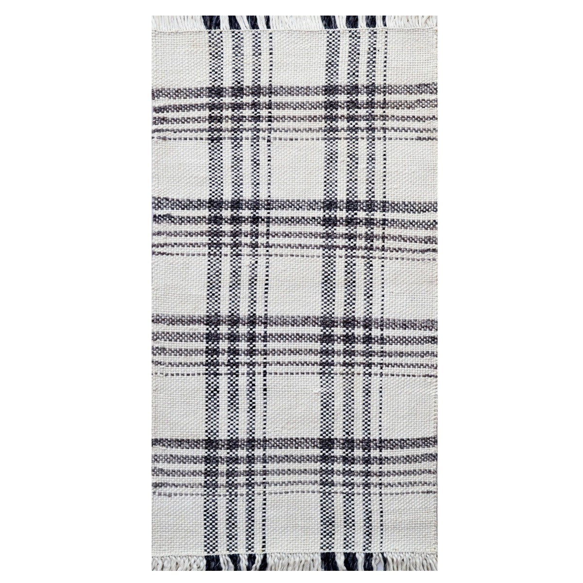 Handwoven Dhurrie Rug-Legend 6361-Ivory Charcoal-110x160cm