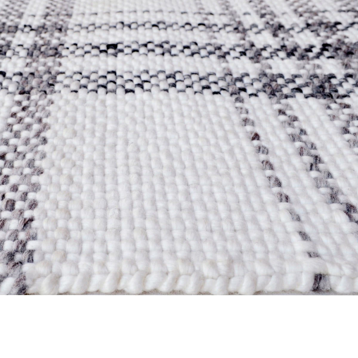 Handwoven Dhurrie Rug-Legend 6361-Ivory Charcoal-110x160cm
