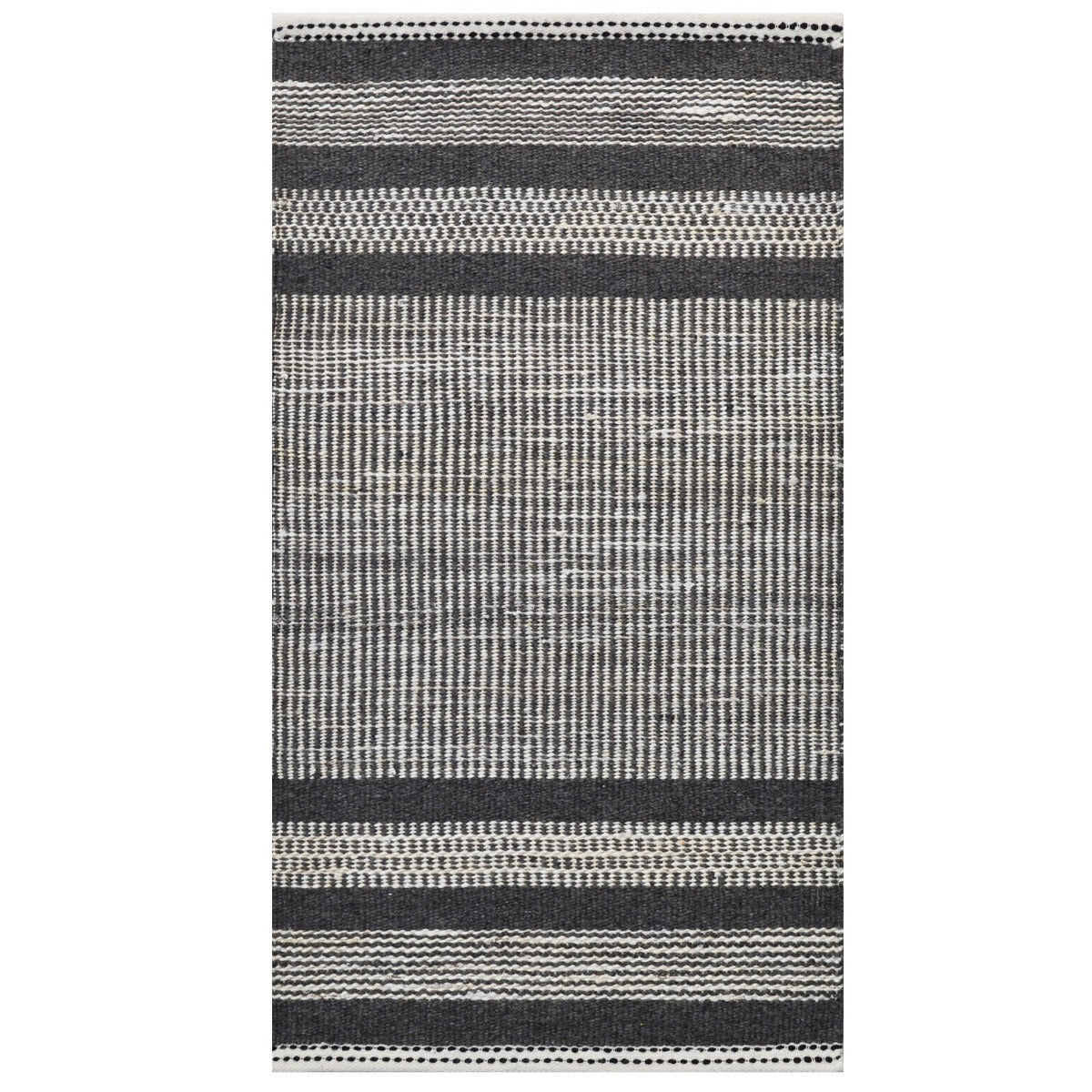 Handwoven Wool & Jute Rug-Lima 6334-Ivory/Charcoal-110x160cm