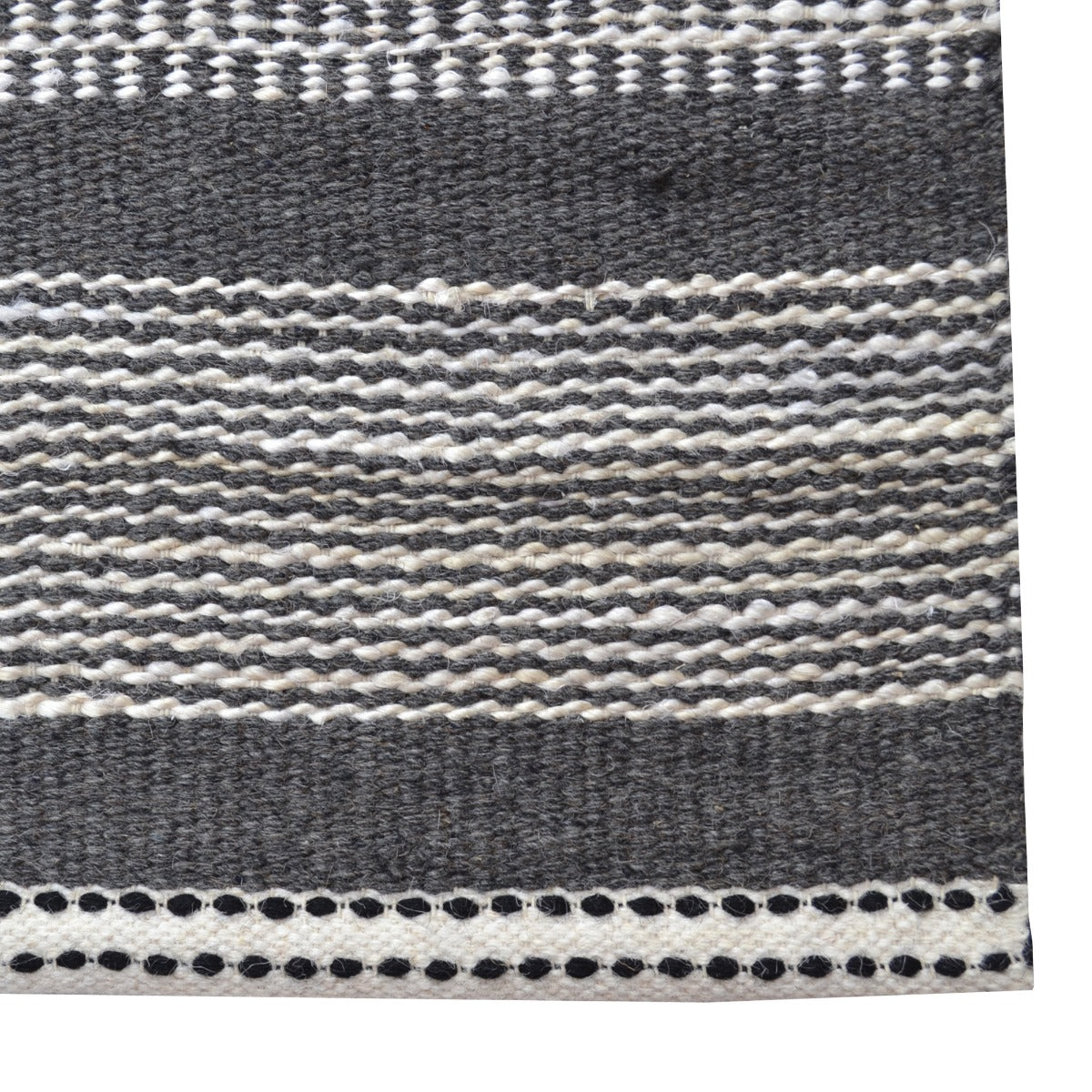 Handwoven Wool & Jute Rug-Lima 6334-Ivory/Charcoal-110x160cm