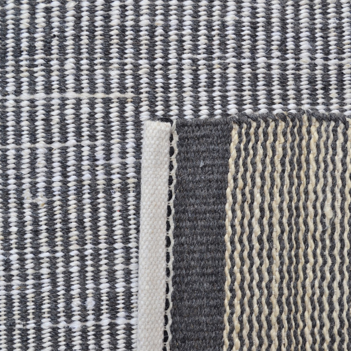 Handwoven Wool & Jute Rug-Lima 6334-Ivory/Charcoal-110x160cm