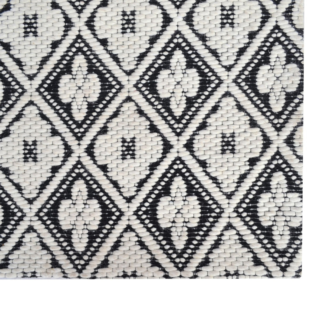 Modern Handwoven Wool Rug-Luxury 6407-Ivory Black-110x160cm