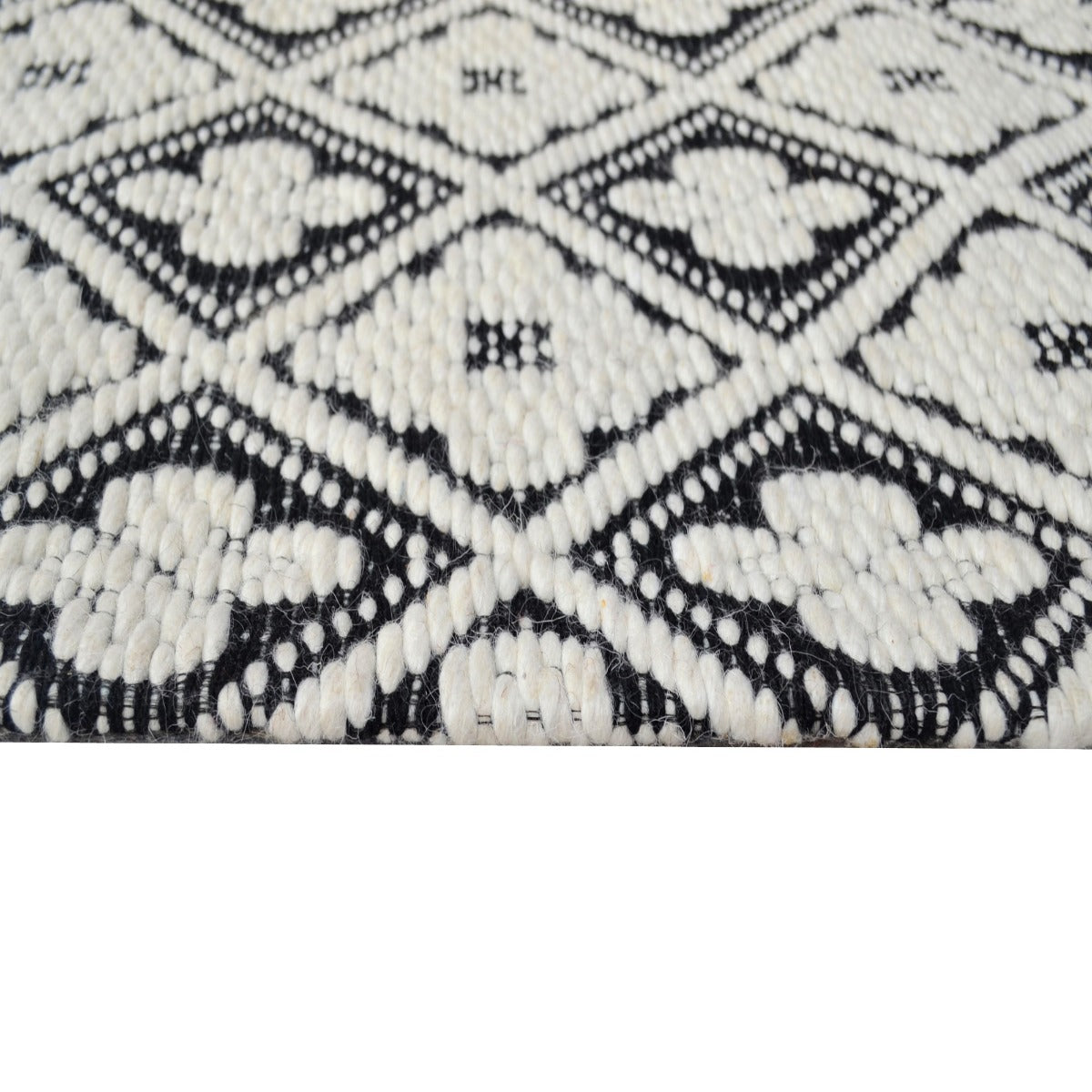 Modern Handwoven Wool Rug-Luxury 6407-Ivory Black-110x160cm