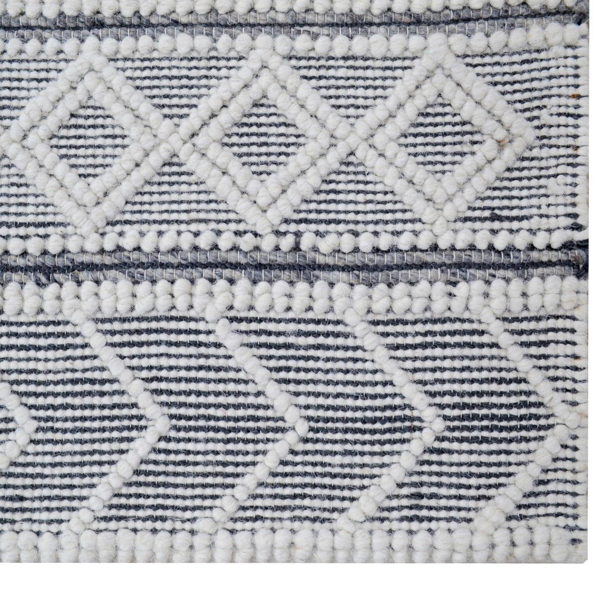 Handwoven Modern Wool Rug-Charcoal/Ivory-110x160cm