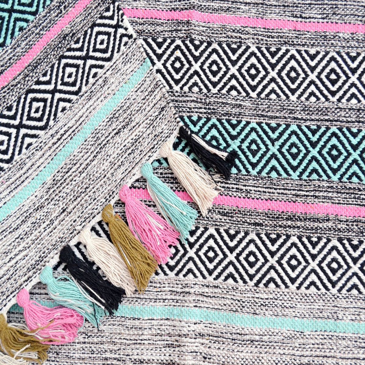 Handwoven Natural Mizo Rug-6319-Light Pink Multi-120x180cm