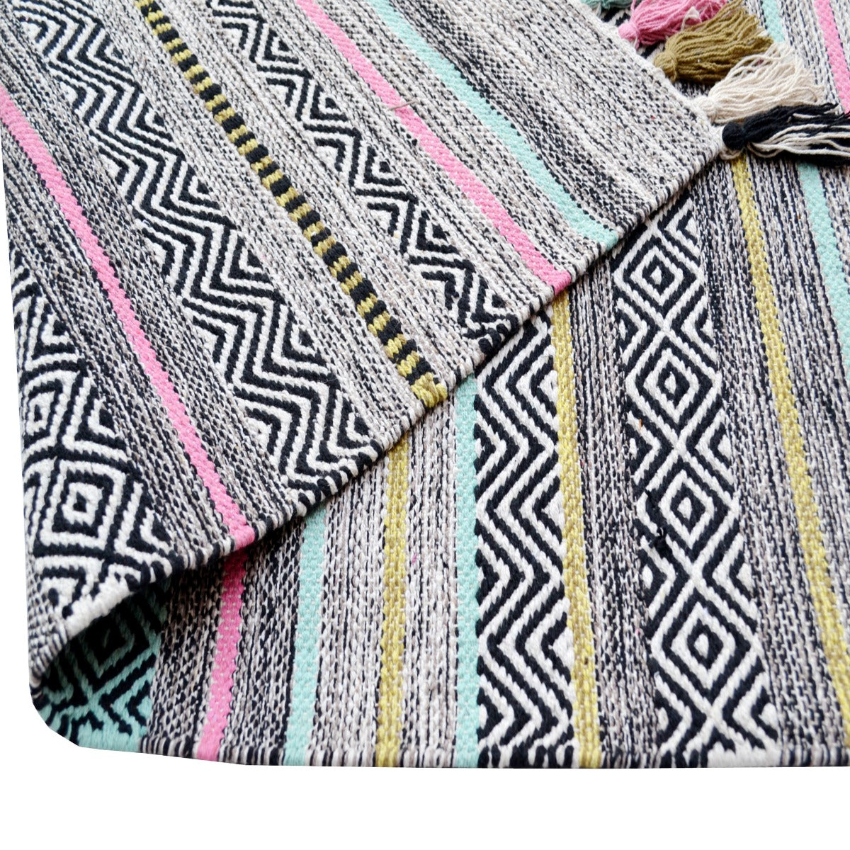 Handwoven Natural Mizo Rug-6319-Light Pink Multi-120x180cm