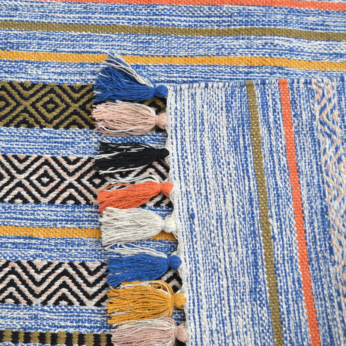 Handwoven Natural Mizo Rug-6320-Blue Multi-120x180cm