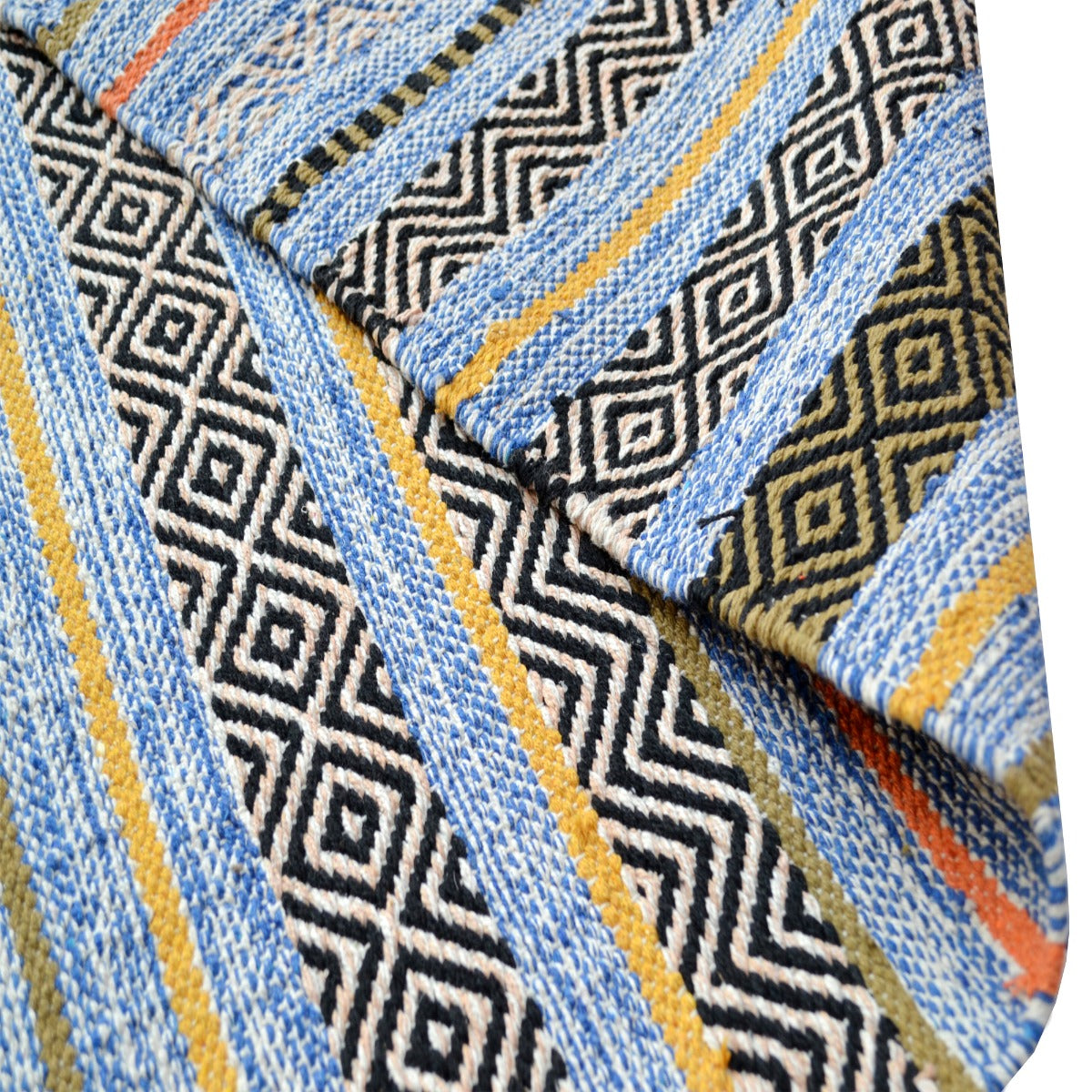 Handwoven Natural Mizo Rug-6320-Blue Multi-120x180cm