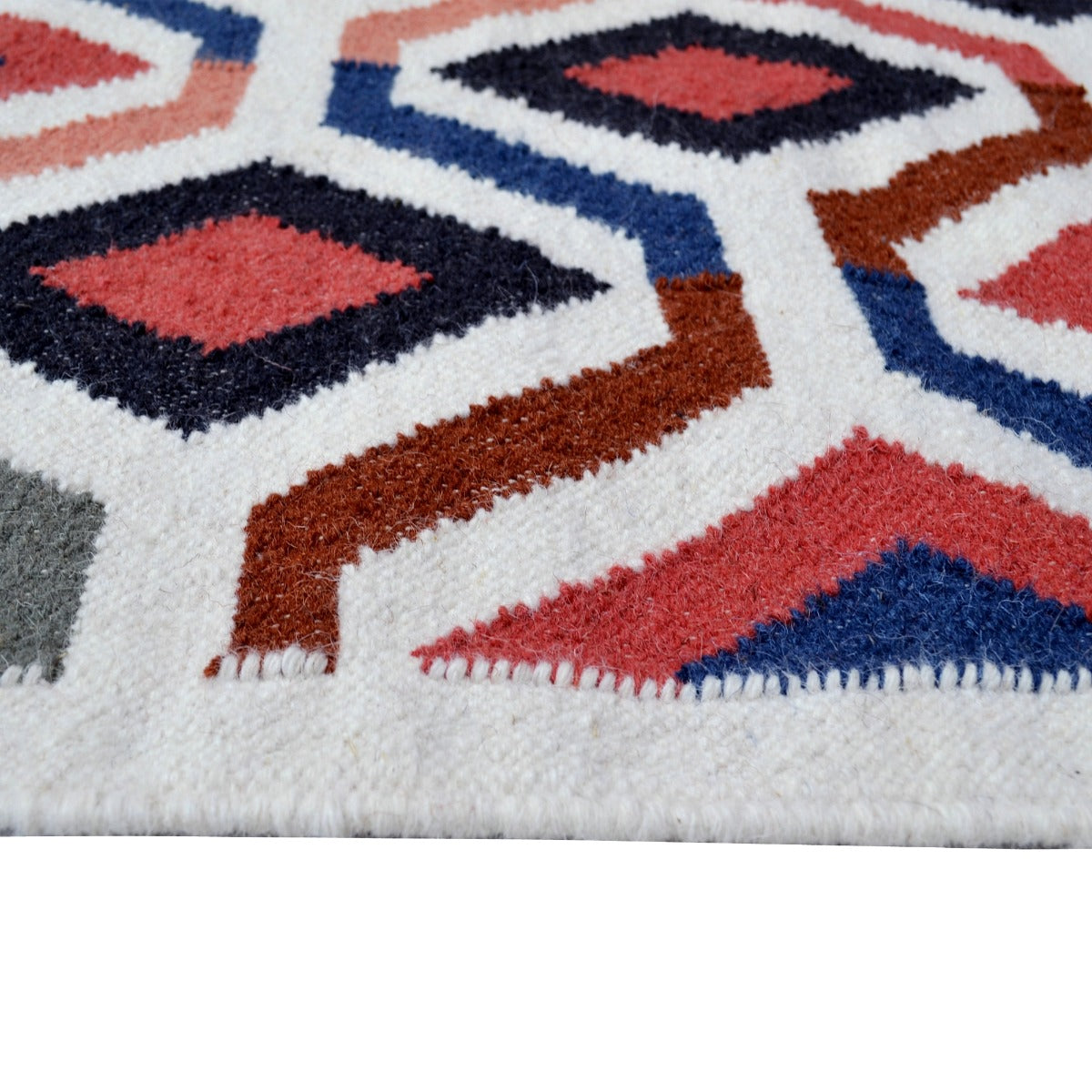 Designer Handwoven Wool Rug-Nordic 6352-Ivory Multi-110x160cm