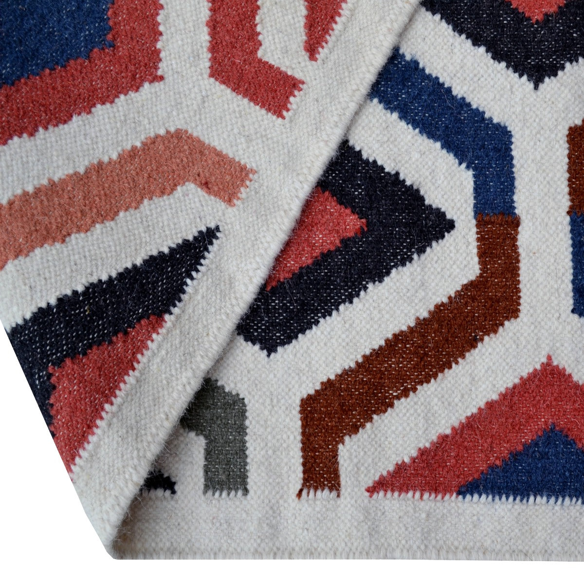 Designer Handwoven Wool Rug-Nordic 6352-Ivory Multi-110x160cm