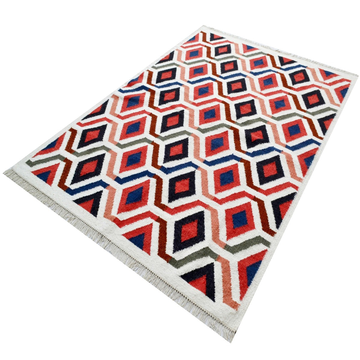 Designer Handwoven Wool Rug-Nordic 6352-Ivory Multi-110x160cm