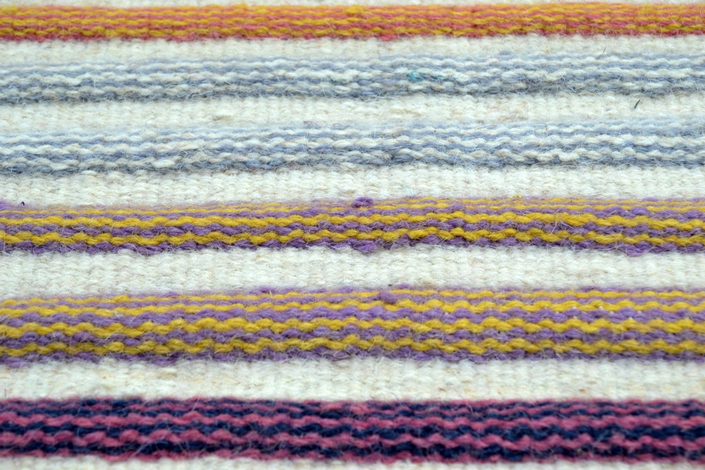 Hand Woven Wool Rug - Stripe - Multi - 105x160
