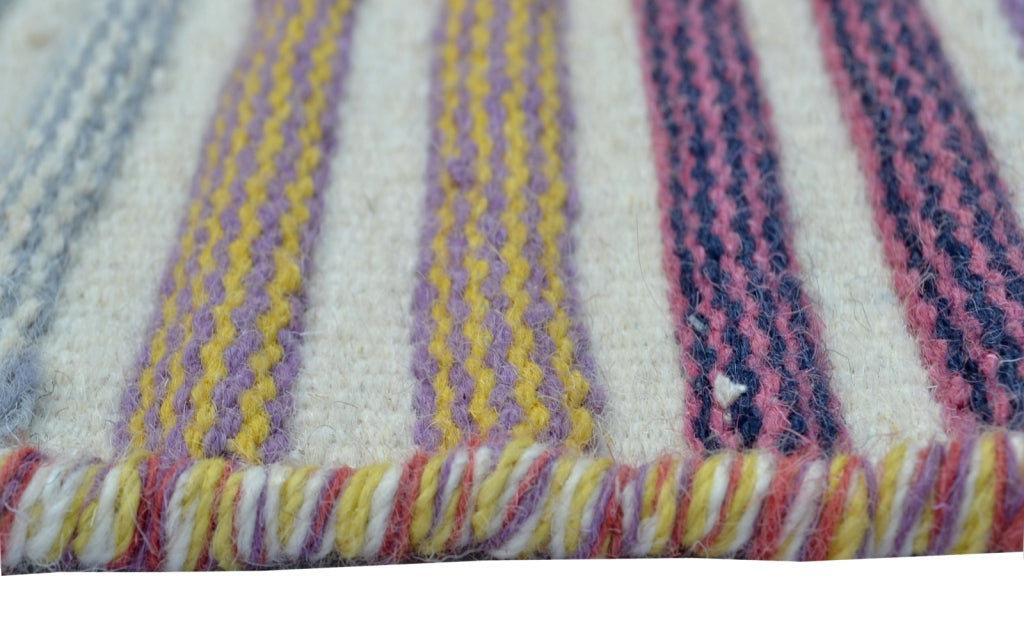Hand Woven Wool Rug - Stripe - Multi - 105x160