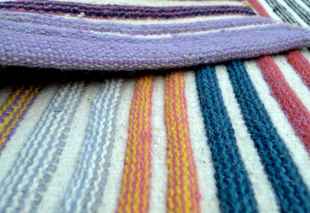 Hand Woven Wool Rug - Stripe - Multi - 105x160